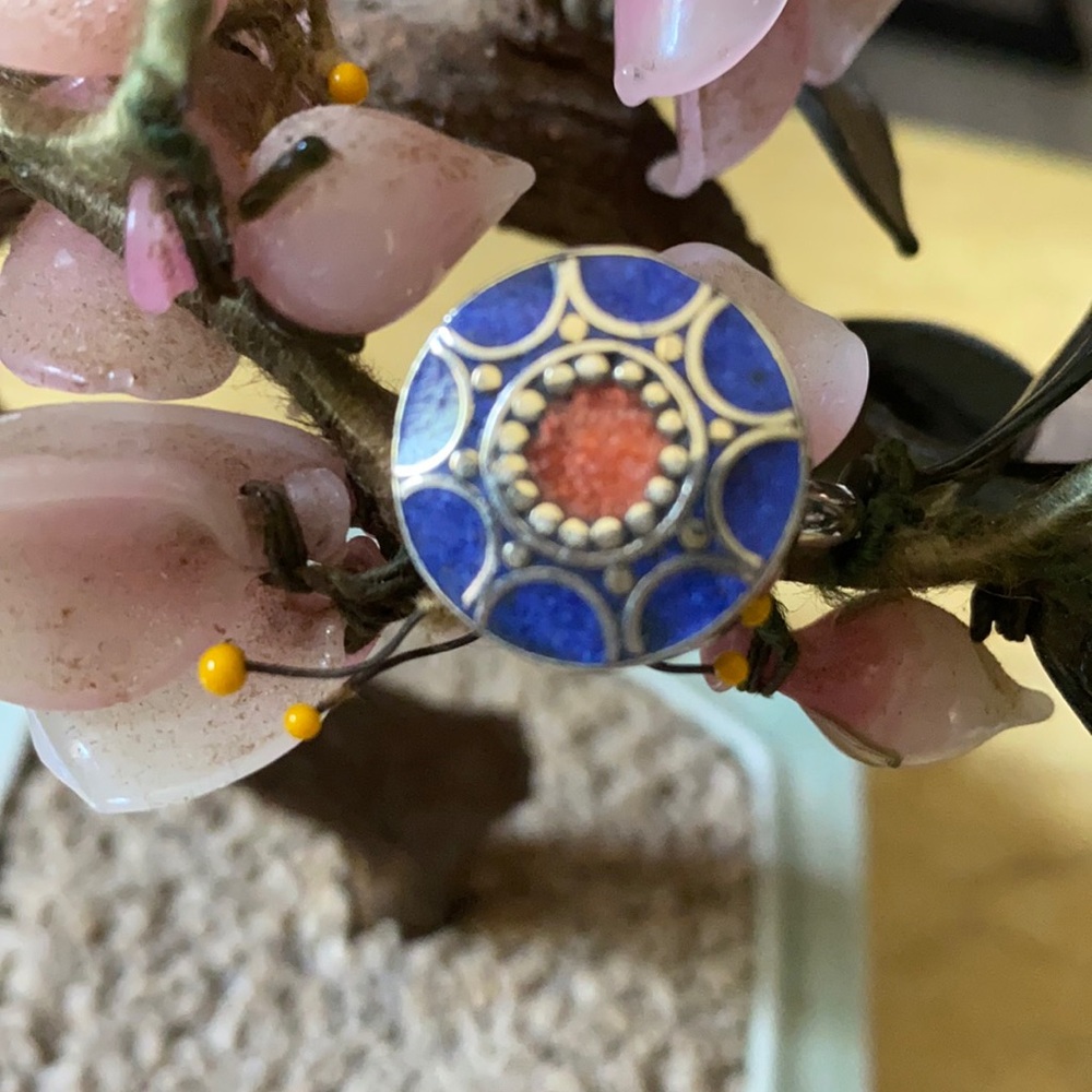 Antique 925 lapis coral ring
